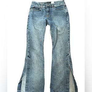 Vintage y2k Light Wash Flared Bebe Jeans With Slit